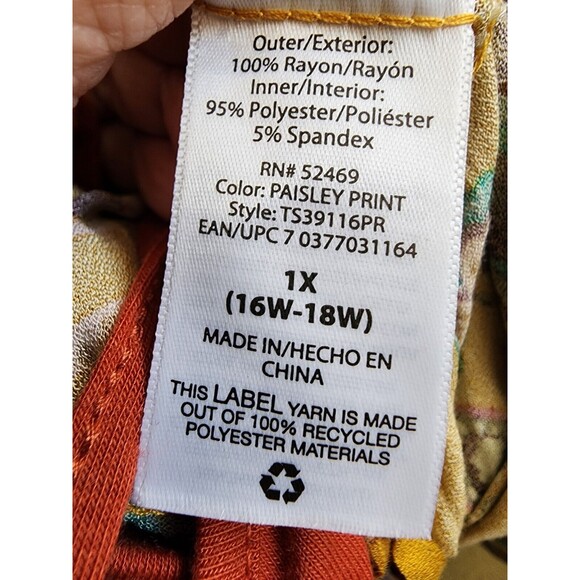 Terra & Sky 2 Piece Kimono Set Paisley Print Size 1X NWT - Picture 10 of 11